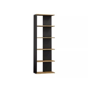   Corner Modern Wotan Tölgy-Fekete Nyitott Polcos Könyvespolc