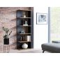   Corner Modern Wotan Tölgy-Fekete Nyitott Polcos Könyvespolc