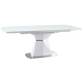   Cortez Modern Bővíthető Étkezőasztal MDF Fehér Matt Üveglappal