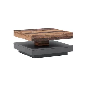   Cotto Vintage Forgatható Dohányzóasztal Laminált Ófa-Sötétszürke