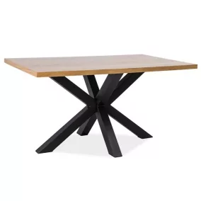   Cross Industrial Tölgy Étkezőasztal Fekete Pókláb Vázzal