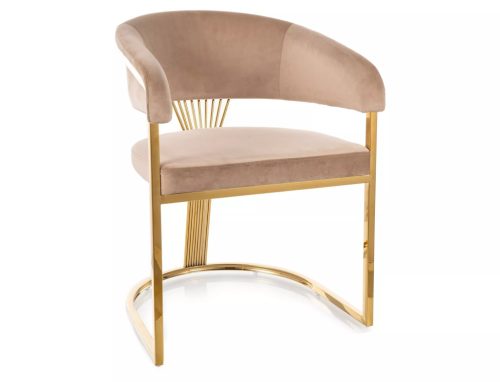 Crown Velvet Bársony Étkezőszék Bézs Arany Vázzal