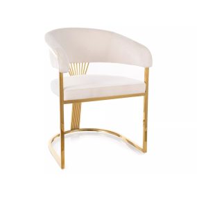   Crown Velvet Bársony Étkezőszék Világos Bézs Arany Vázzal