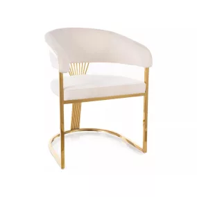   Crown Velvet Bársony Étkezőszék Világos Bézs Arany Vázzal