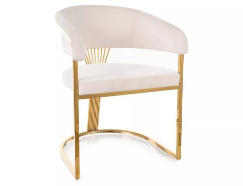 Crown Velvet Bársony Étkezőszék Világos Bézs Arany Vázzal