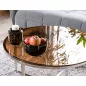   Crystal A Kerek Borostyán Üveg Dohányzóasztal Króm Vázzal