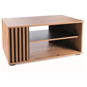   Dafne Modern Artisan Tölgy Dohányzóasztal Lamináltlap Fekete Bordázott