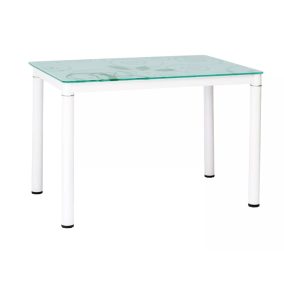 Damar Edzett Üveg Étkezőasztal Fehér Fém Vázzal