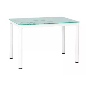 Damar Edzett Üveg Étkezőasztal Fehér Fém Vázzal