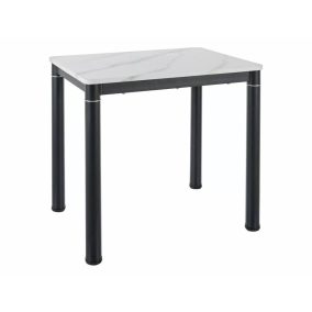 Damar Márvány Étkezőasztal MDF Fehér-Fekete Modern