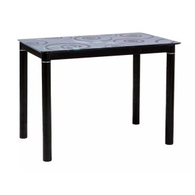 Damar Edzett Üveg Étkezőasztal Fekete Mintás 80x60