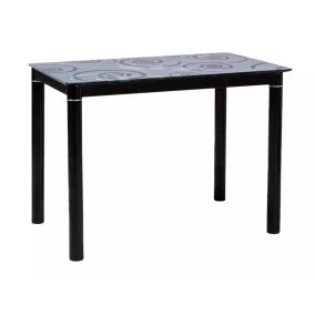 Damar Edzett Üveg Étkezőasztal Fekete Mintás 80x60