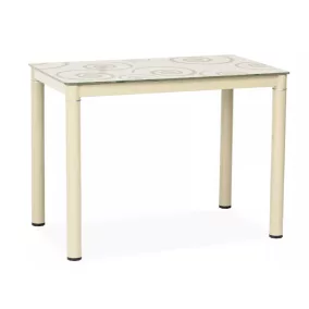 Damar Elegance Edzett Üveg Étkezőasztal Krém Mintás