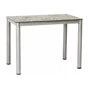 Damar Edzett Üveg Étkezőasztal Szürke Mintás 80x60