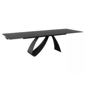   Diuna Ceramic Bővíthető Üveg-Kerámia Étkezőasztal Fekete Matt Dizájn