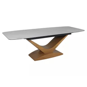   Dolce Ceramic Kihúzható Étkezőasztal Kerámia-Üveg Matt Fehér Tölgy