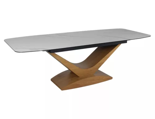 Dolce Ceramic Kihúzható Étkezőasztal Kerámia-Üveg Matt Fehér Tölgy