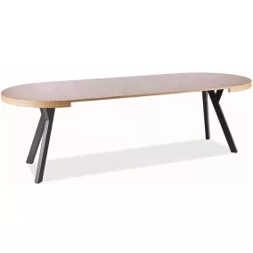   Domingo Bővíthető Kerek Tölgy Étkezőasztal Fekete Fémlábakkal