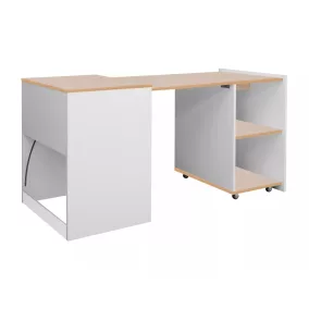 Duo Kihúzható Íróasztal Laminált Tölgy-Fehér