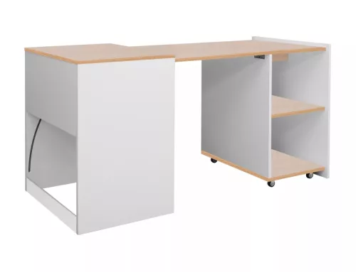 Duo Kihúzható Íróasztal Laminált Tölgy-Fehér