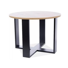 Egoa Modern Kerek Dohányzóasztal Laminált Tölgy-Fekete