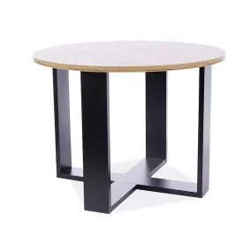 Egoa Modern Kerek Dohányzóasztal Laminált Tölgy-Fekete