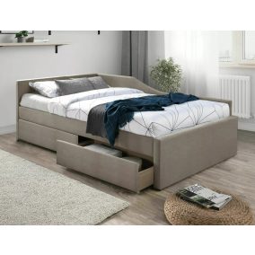 Eliot Velvet Bársony Tárolós Ágy Sötétbézs 120x200