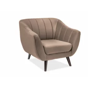 Elite Bársony Fotel Sötét Bézs Wenge Kagyló Dizájn