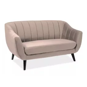   Elite 2 Bársony Kétszemélyes Kanapé Bézs Wenge Bordázott