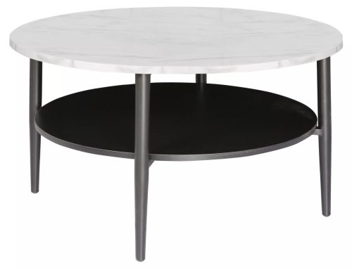 Ella A Kerek Dohányzóasztal Márvány Hatású Fehér Lappal