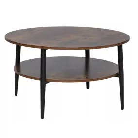   Ella Kerek Dohányzóasztal Laminált Rusztikus Barna Dupla Lapos