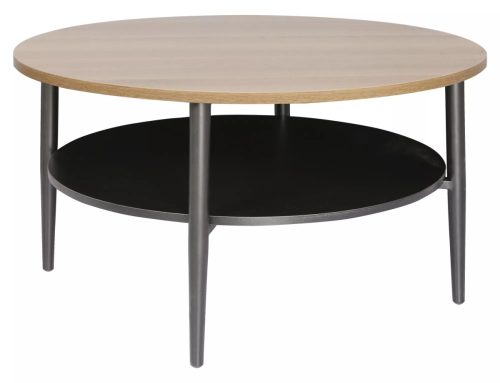 Ella Kerek Dohányzóasztal Laminált Tölgy-Fekete Kétszintes
