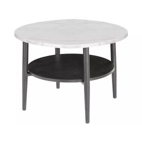   Ella B Márvány Hatású Kerek Dohányzóasztal Fehér/Fekete