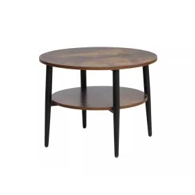   Ella B Rusztikus Kerek Dohányzóasztal Laminált Barna Kétszintes