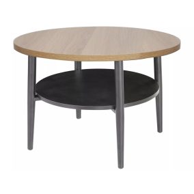 Ella B Kerek Tölgy Dohányzóasztal Fekete Fém Vázzal