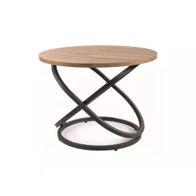   Eos Artisan Kerek Dohányzóasztal Tölgy MDF Fekete Fém Vázzal