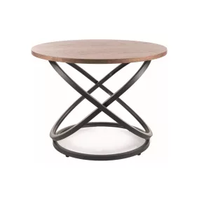 Eos D Kerek Diófa Dohányzóasztal Fekete Fém Vázzal