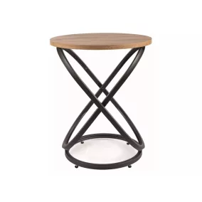   Eos Modern Kerek Dohányzóasztal Artisan Tölgy Fekete Fém Vázzal