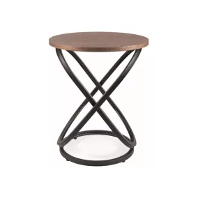 Eos Kerek Diófa Kisasztal Fekete Fém Vázzal