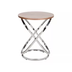 Eos Modern Kerek Diófa Króm Kisasztal