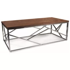   Escada Modern Diófa Dohányzóasztal Króm Geometrikus Vázzal