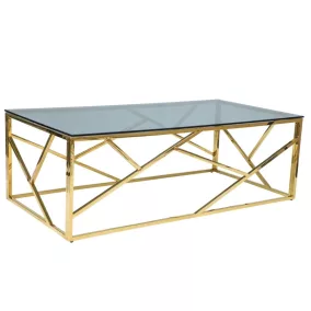 Escada Geometrikus Arany Dohányzóasztal Edzett Üveglappal