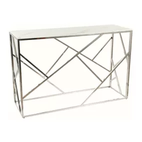   Escada C II Márvány Hatású Üveg Konzolasztal Króm Geometrikus