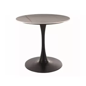   Espero Kerek Kerámia Étkezőasztal Fehér Matt Lappal és Fekete Fém Talppal