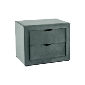 ET-002 Velvet Bársony Éjjeliszekrény Zöld Kétfiókos