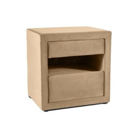 ET-003 Velvet Bézs Bársony Éjjeliszekrény Két Fiókkal