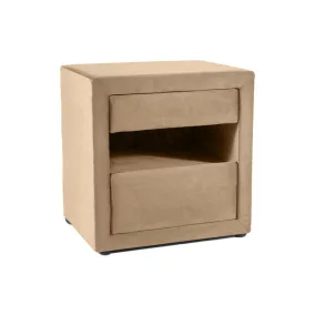 ET-003 Velvet Bézs Bársony Éjjeliszekrény Két Fiókkal