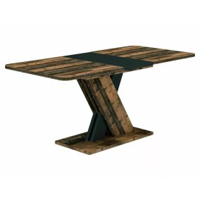   Exel Vintage Kihúzható Étkezőasztal Laminált Old Wood Sötétszürke X-Lábbal