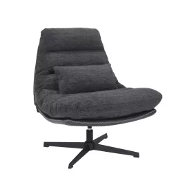   Felicia Raven Forgó Fotel Szövet-Műbőr Sötétszürke 360°