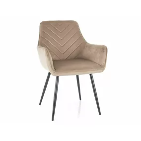  Fig Bluvel Bársony Étkezőszék Bézs Fekete Geometrikus Varrással